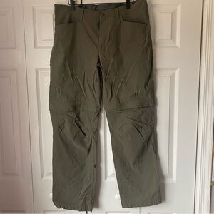 Eddie Bauer Convertible Tech Pants Men 38x32 Green Gorpcore Zip off Outdoor